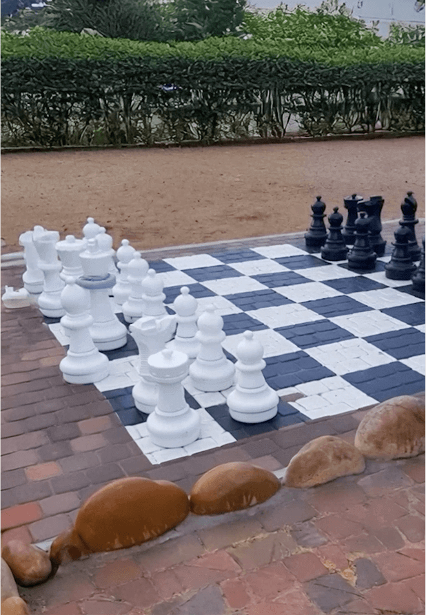Outdoor chess and checkers